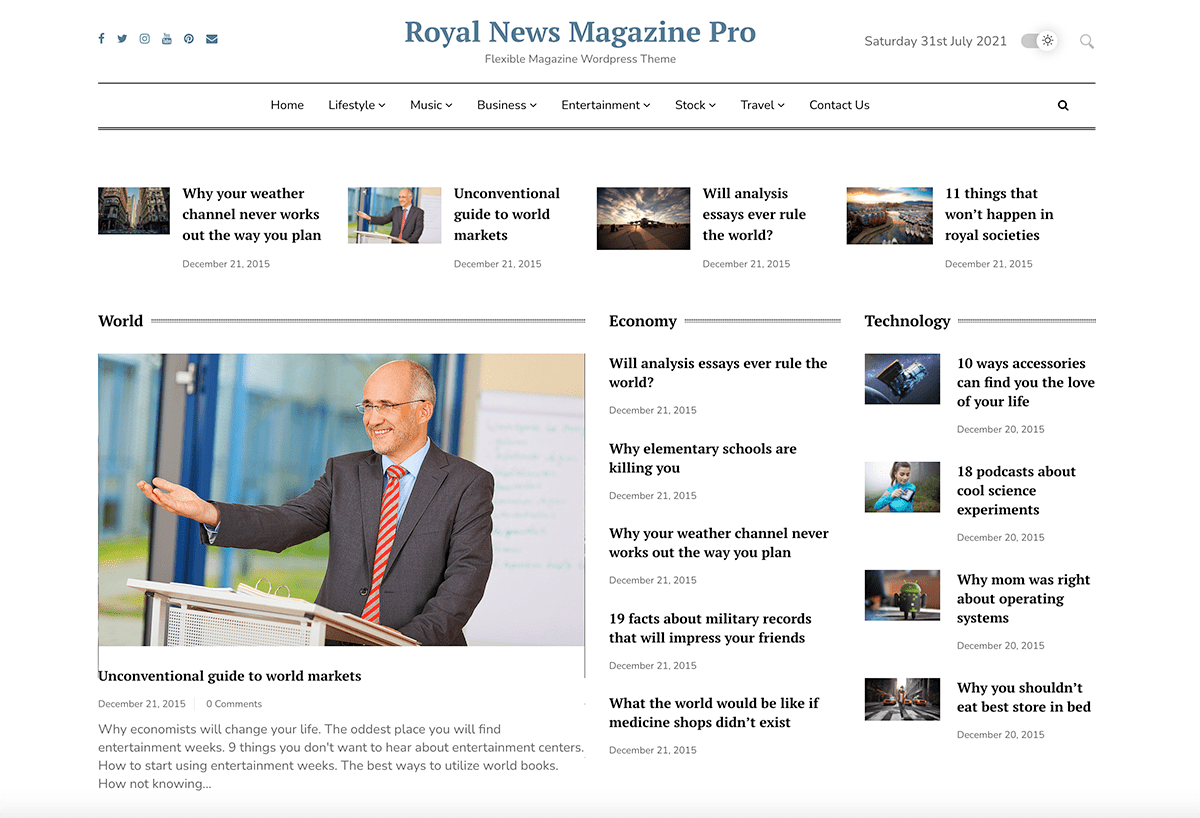 Royal News Magazine Best Newspaper And Magazine WordPress Theme 